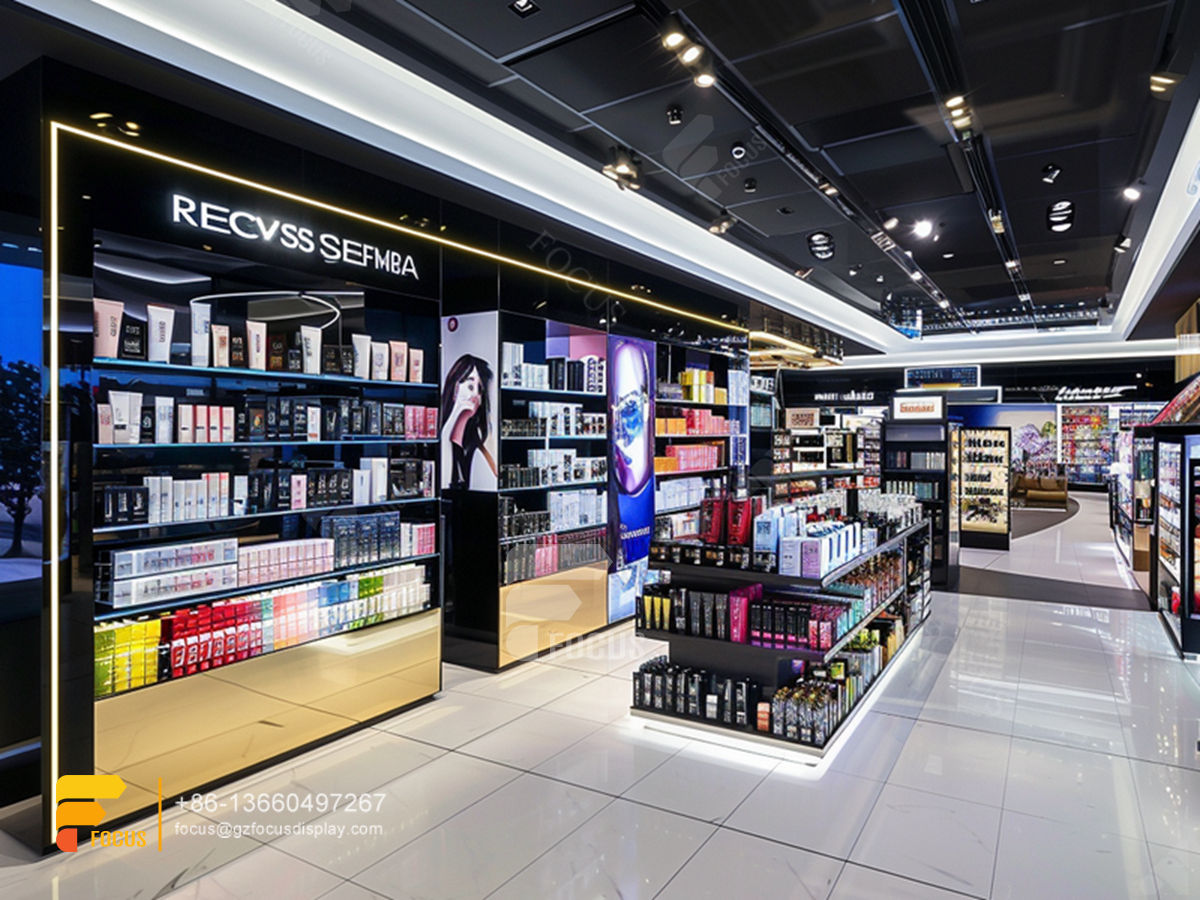 custom perfume shelves cosmetics stand designs hair store