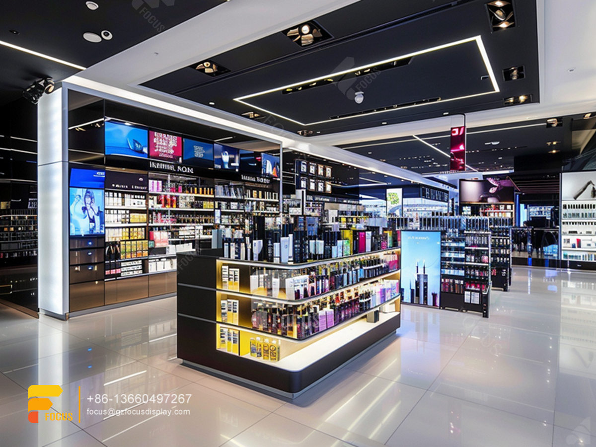 custom perfume shelves cosmetics stand designs hair store