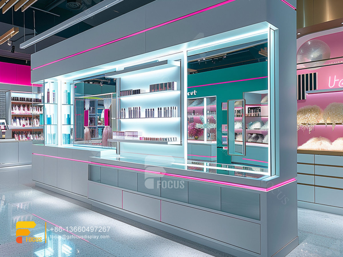 custom perfume stand design cosmetic fixtures wigs stands