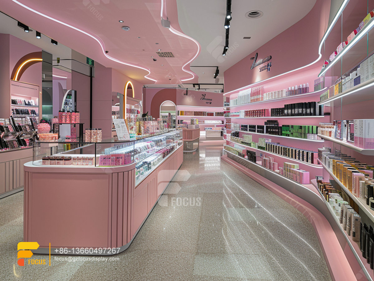 glass perfume stand cosmetic retail shop design wig shelf