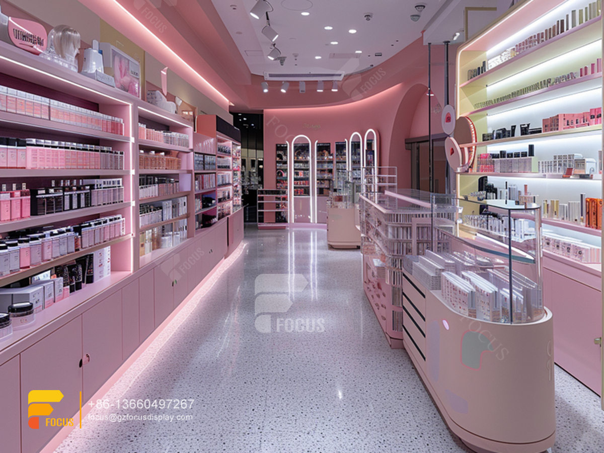 glass perfume stand cosmetic retail shop design wig shelf
