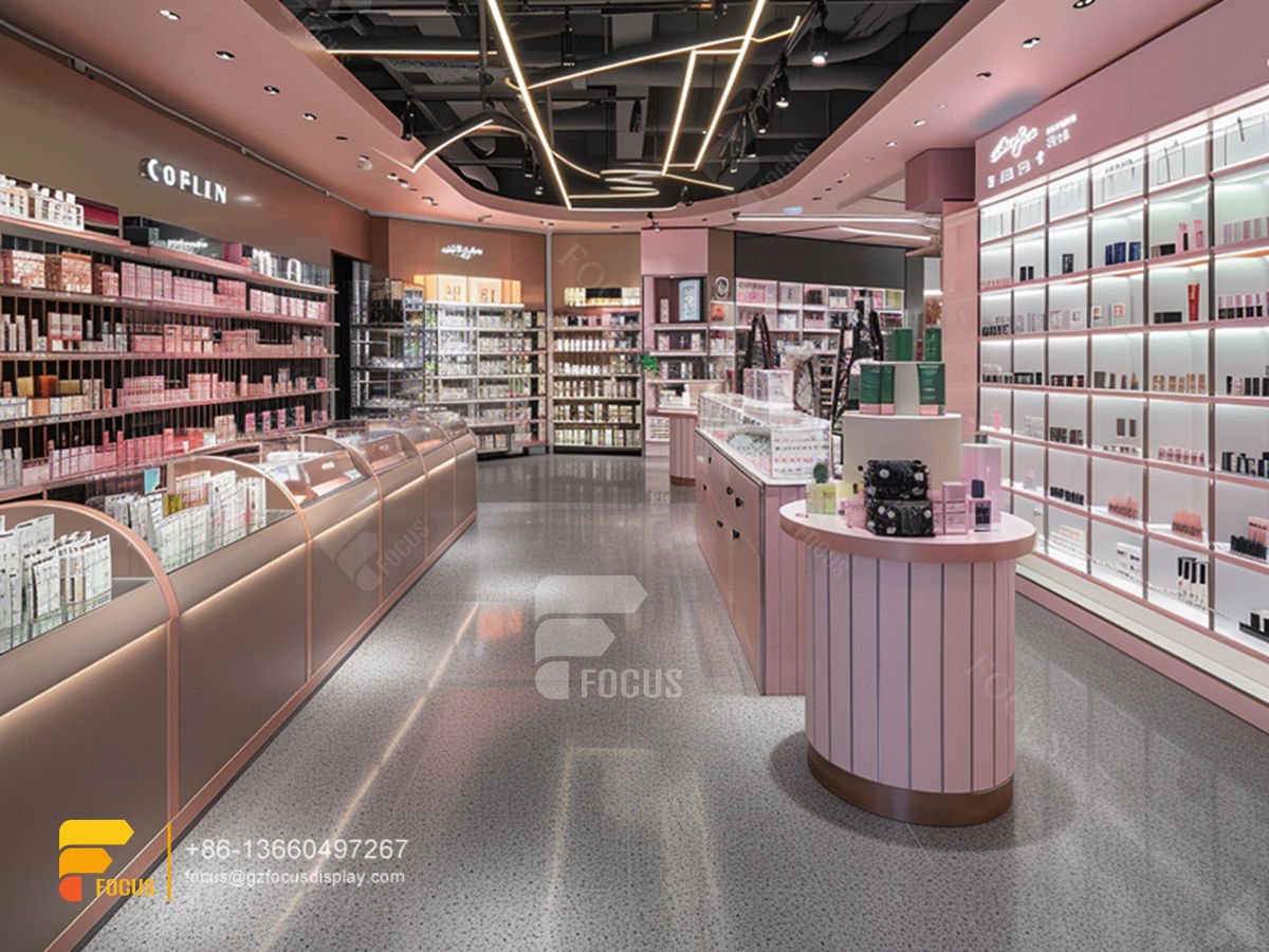 glass perfume stand cosmetic retail shop design wig shelf