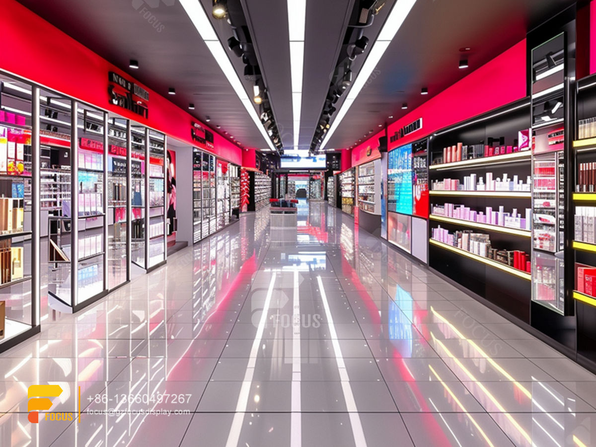 perfume display case cosmetic shop counter design wig stand