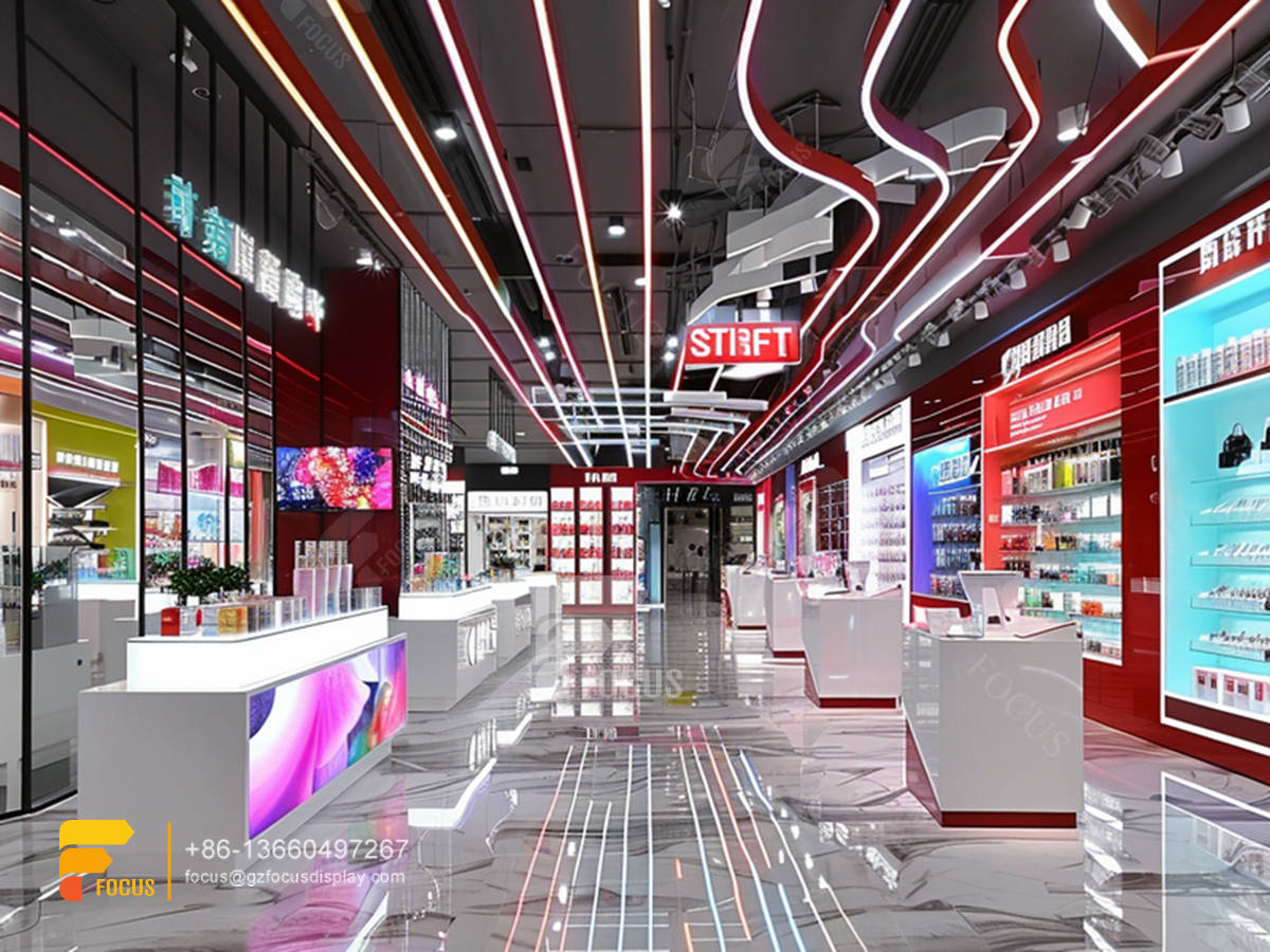 perfume display case cosmetic shop counter design wig stand