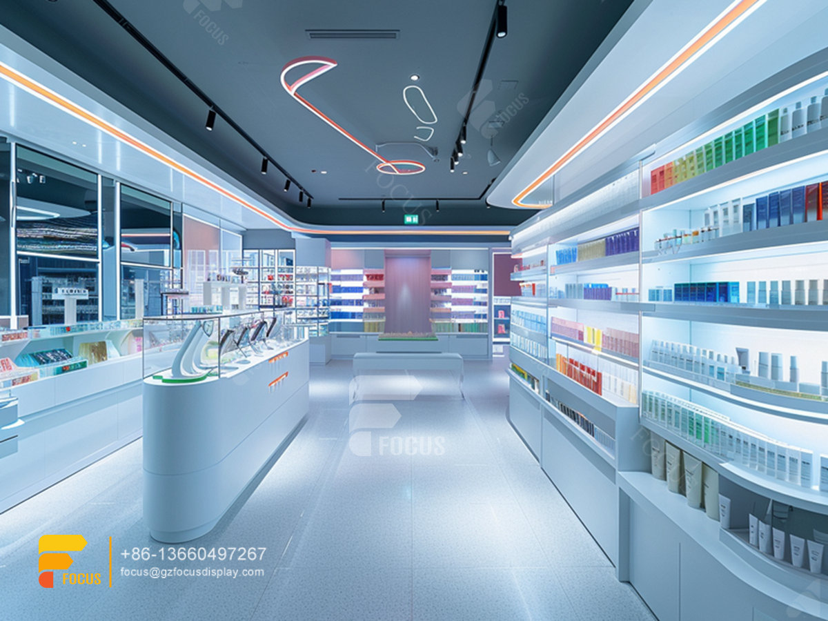 perfume display design cosmetic furniture hair racks
