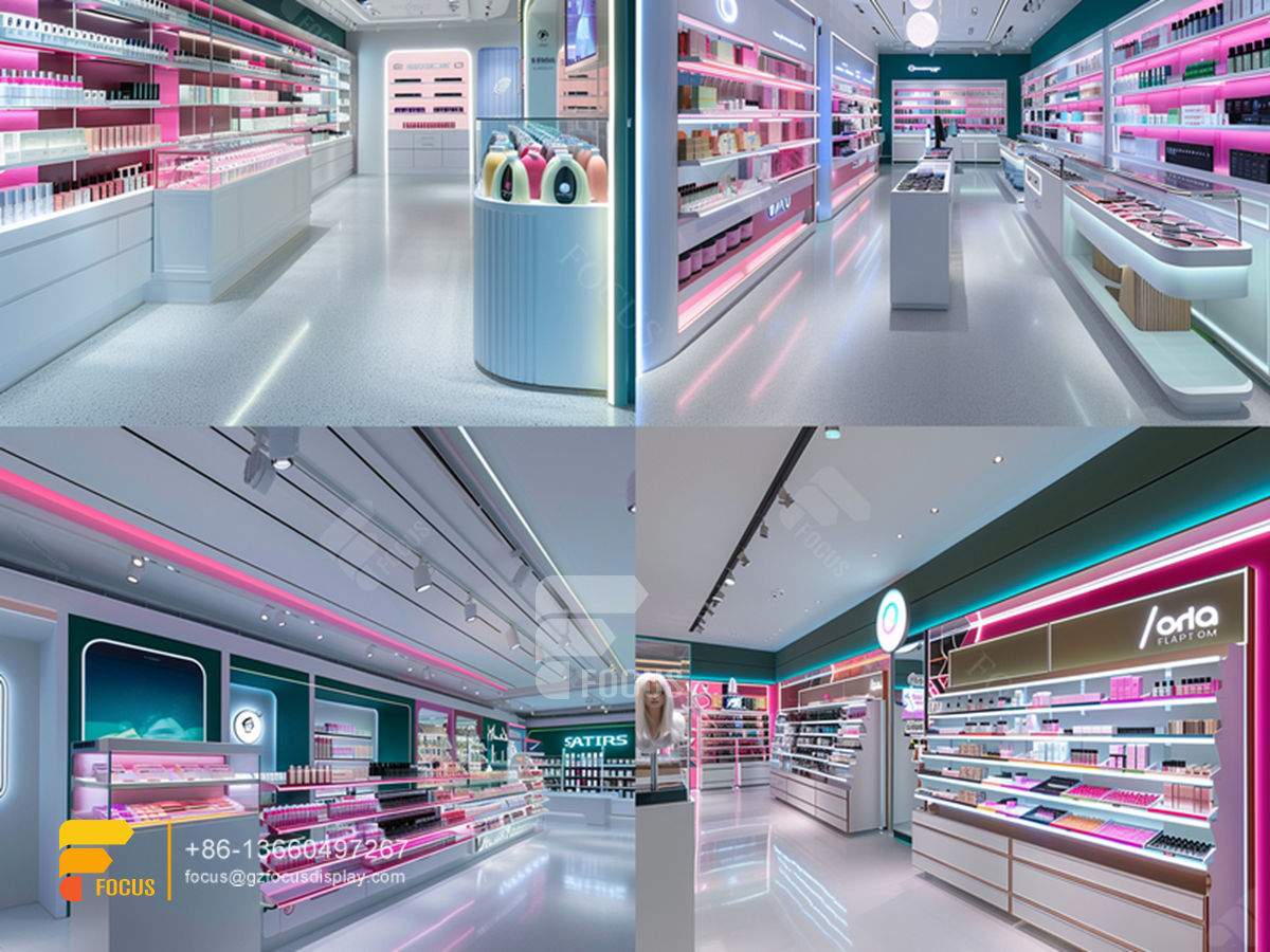 perfume display design cosmetic furniture hair racks