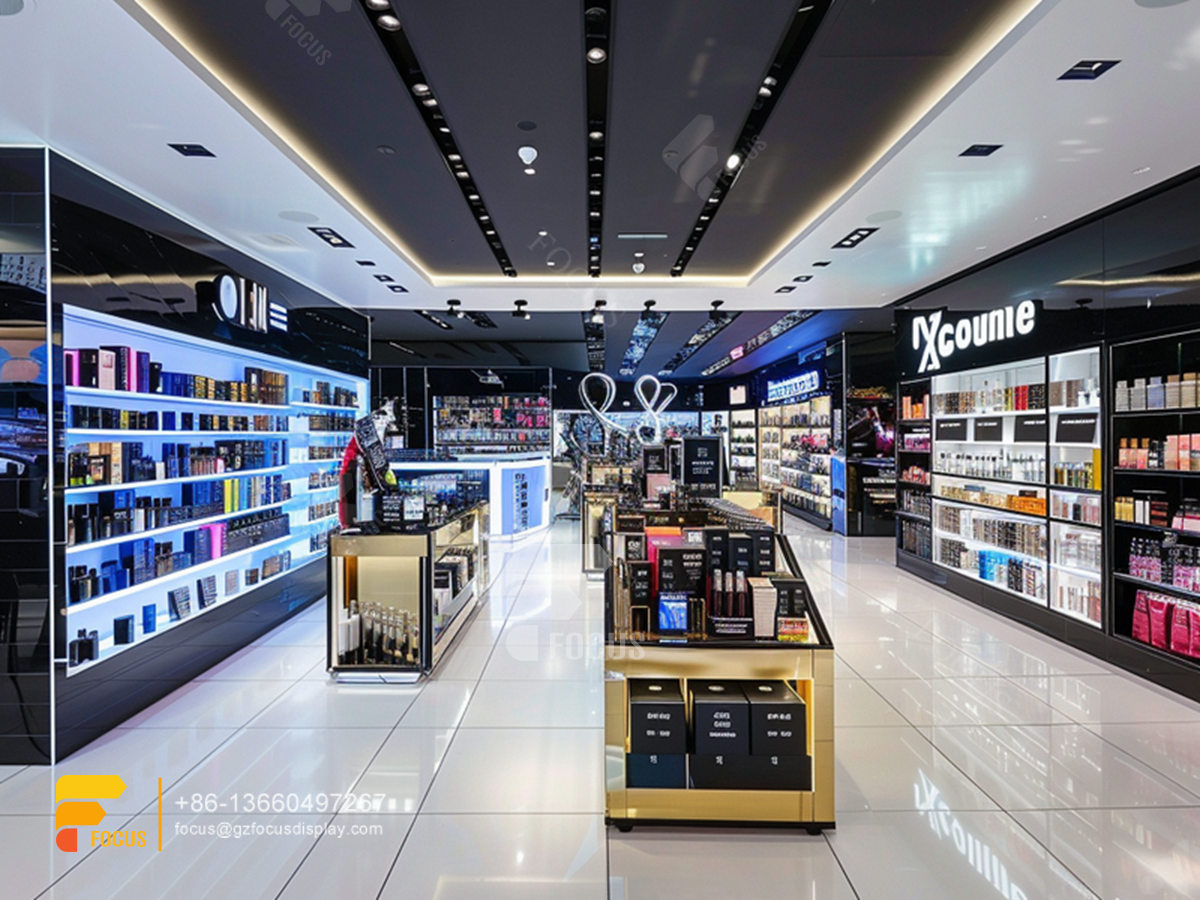 perfume display stand cosmetic fixtures designs hair store