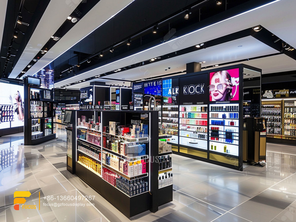 perfume display stand cosmetic fixtures designs hair store
