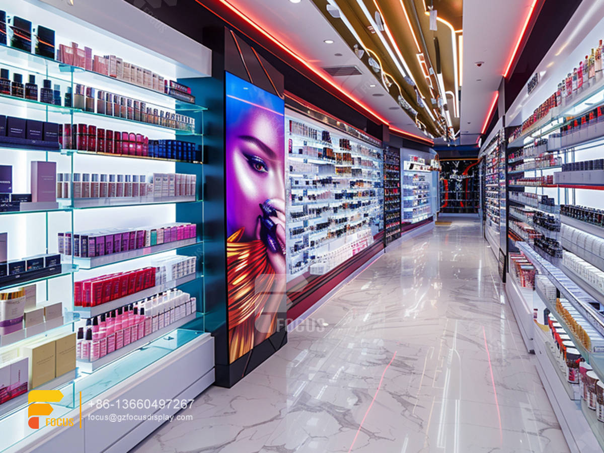 perfume glass stand cosmetic fixtures designs hair store