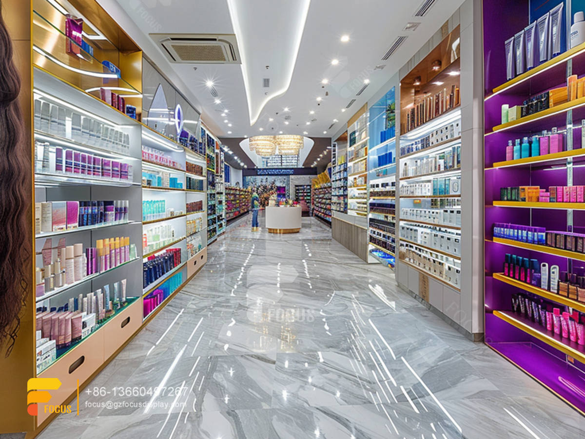 perfume glass stand cosmetic fixtures designs hair store