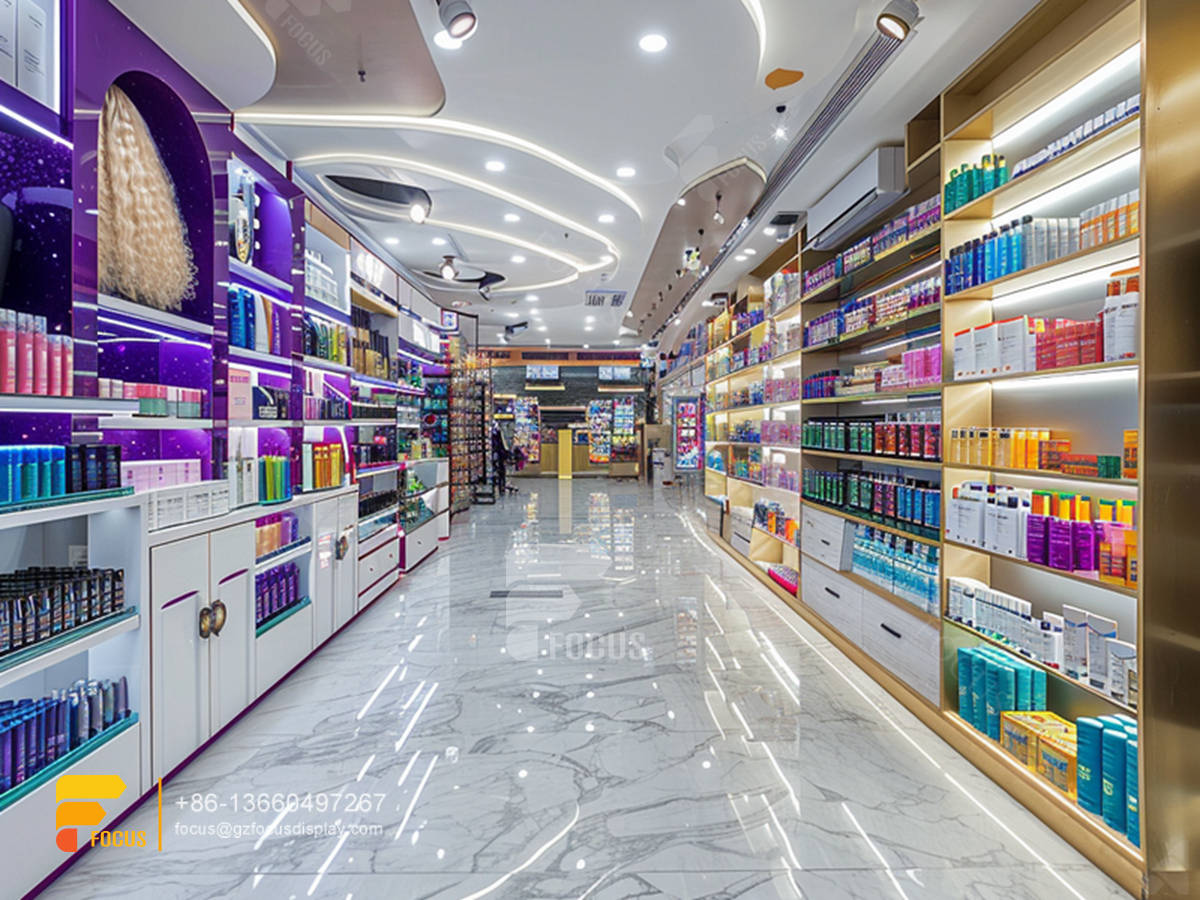 perfume glass stand cosmetic fixtures designs hair store