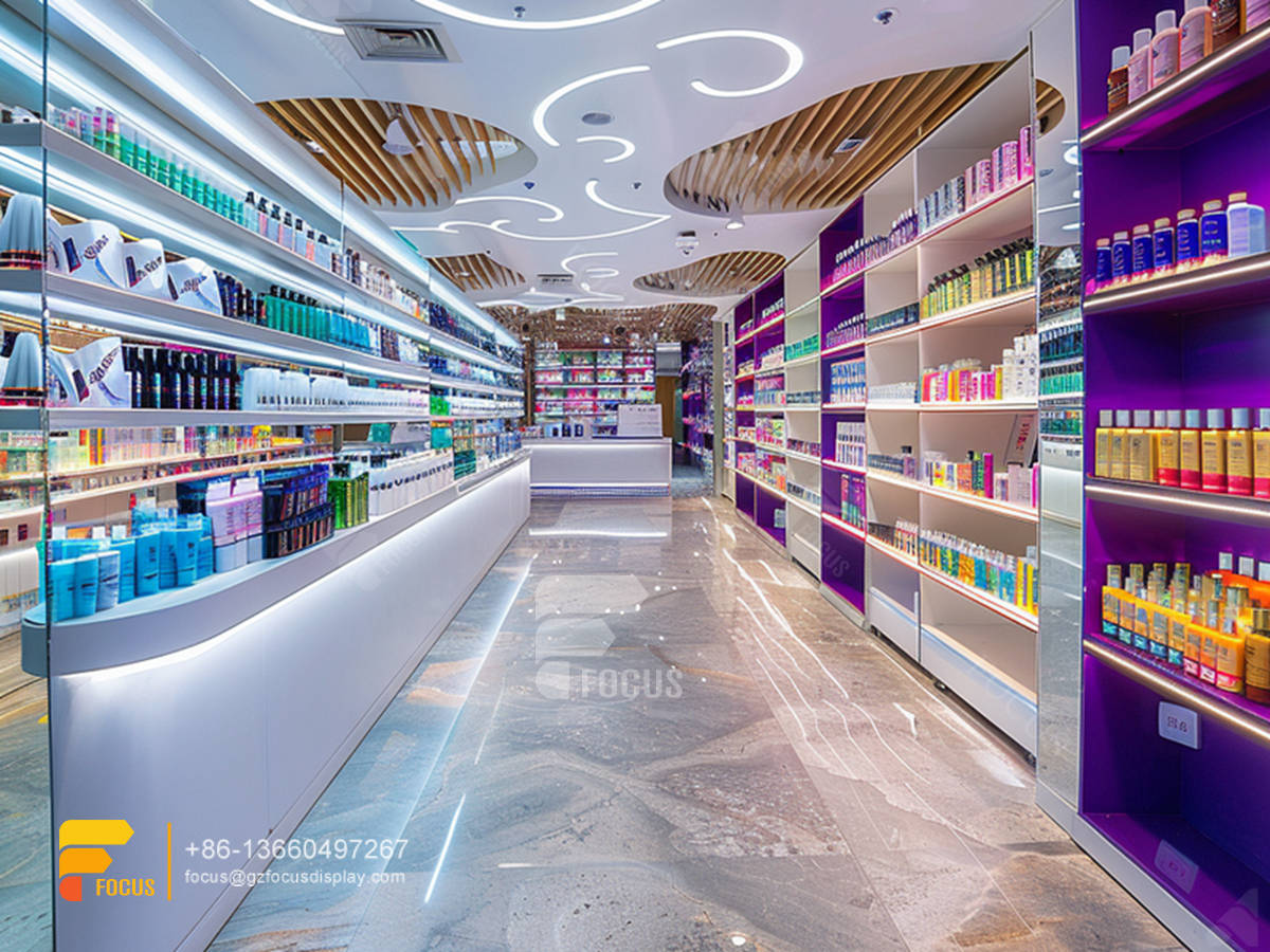 perfume glass stand cosmetic fixtures designs hair store