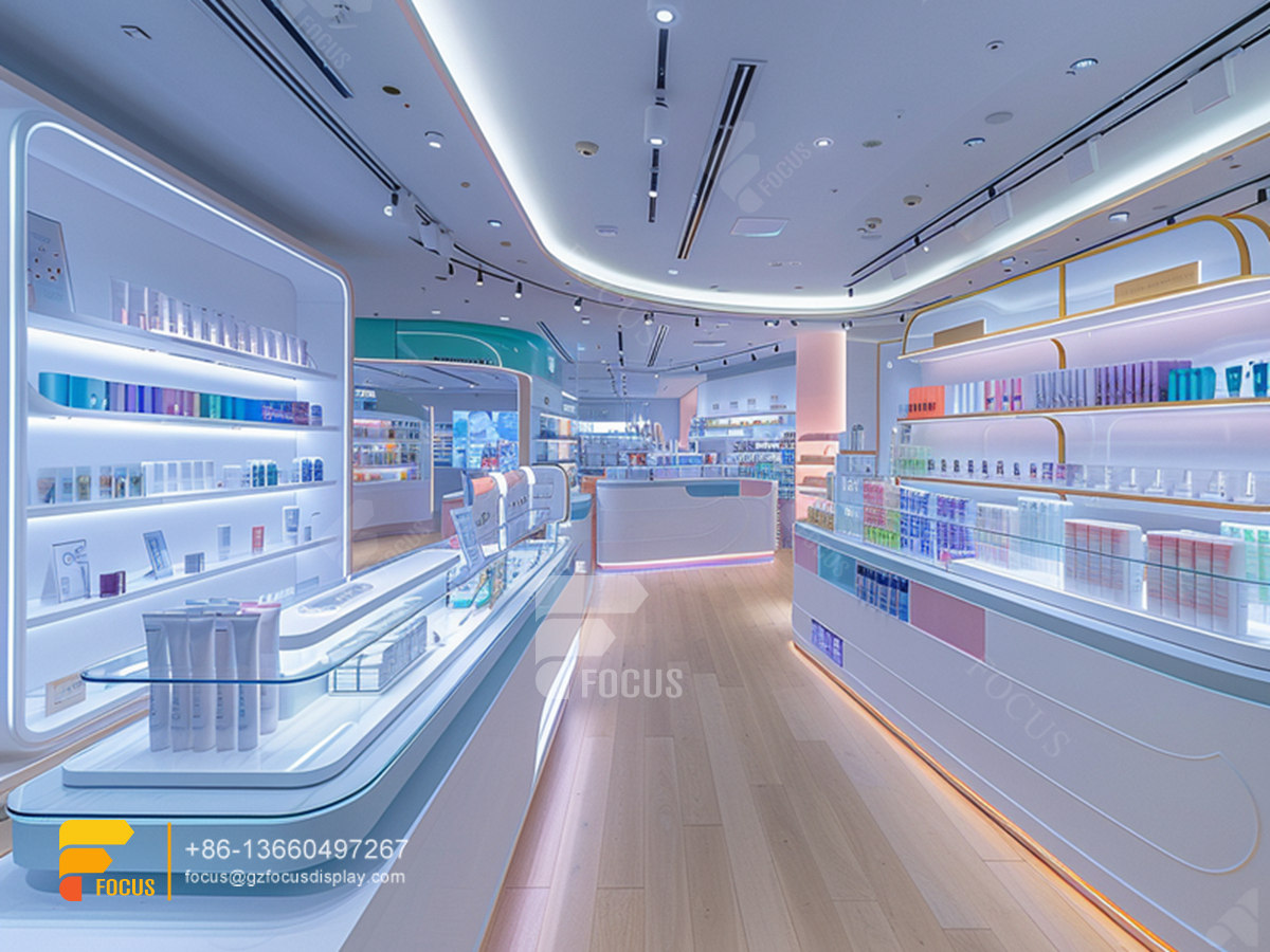 perfume layout design cosmetic fixtures wig display cabinet