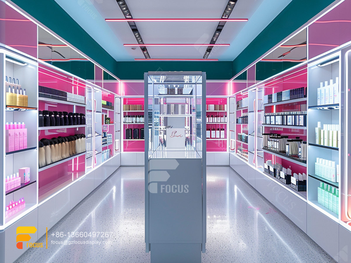 perfume shelf design design cosmetics shop wig display case