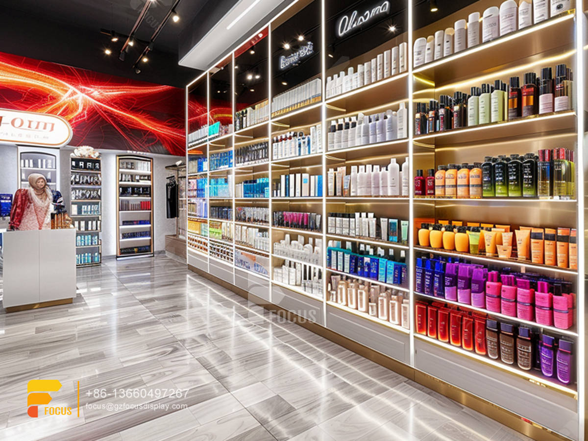 perfume shelfs display cosmetic hair furniture supplies