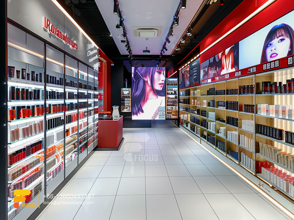 perfume shop interior design display stand cosmetics wig stand