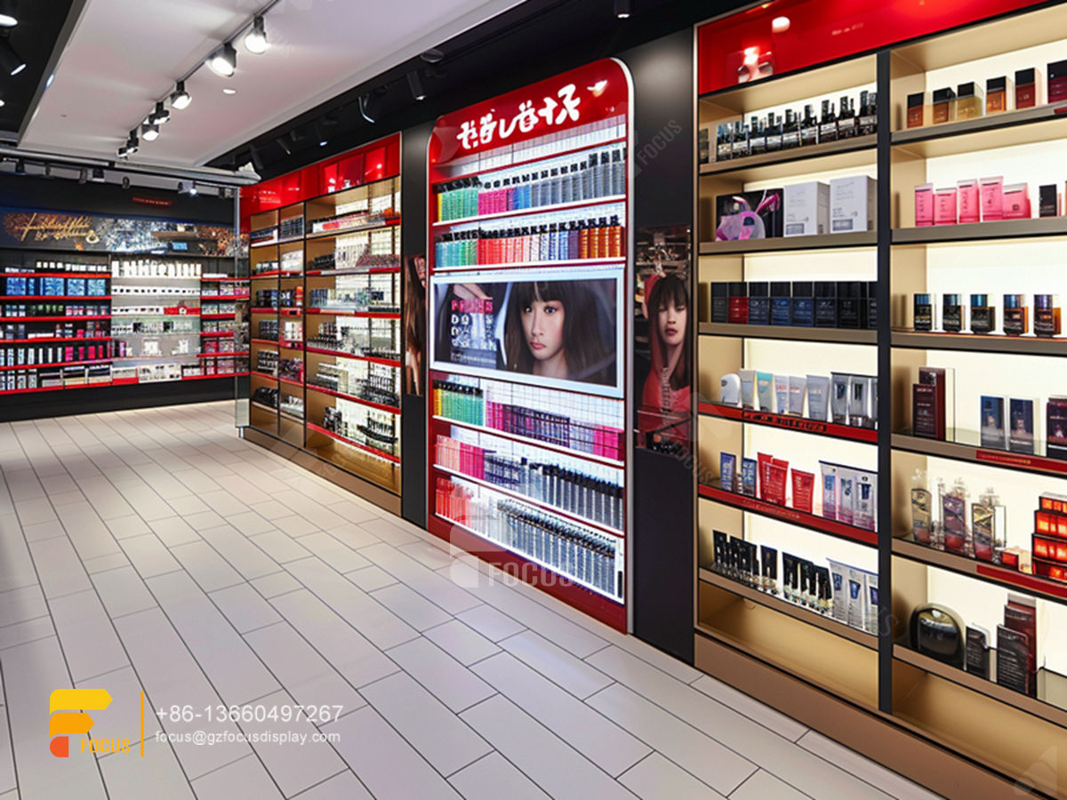 perfume shop interior design display stand cosmetics wig stand