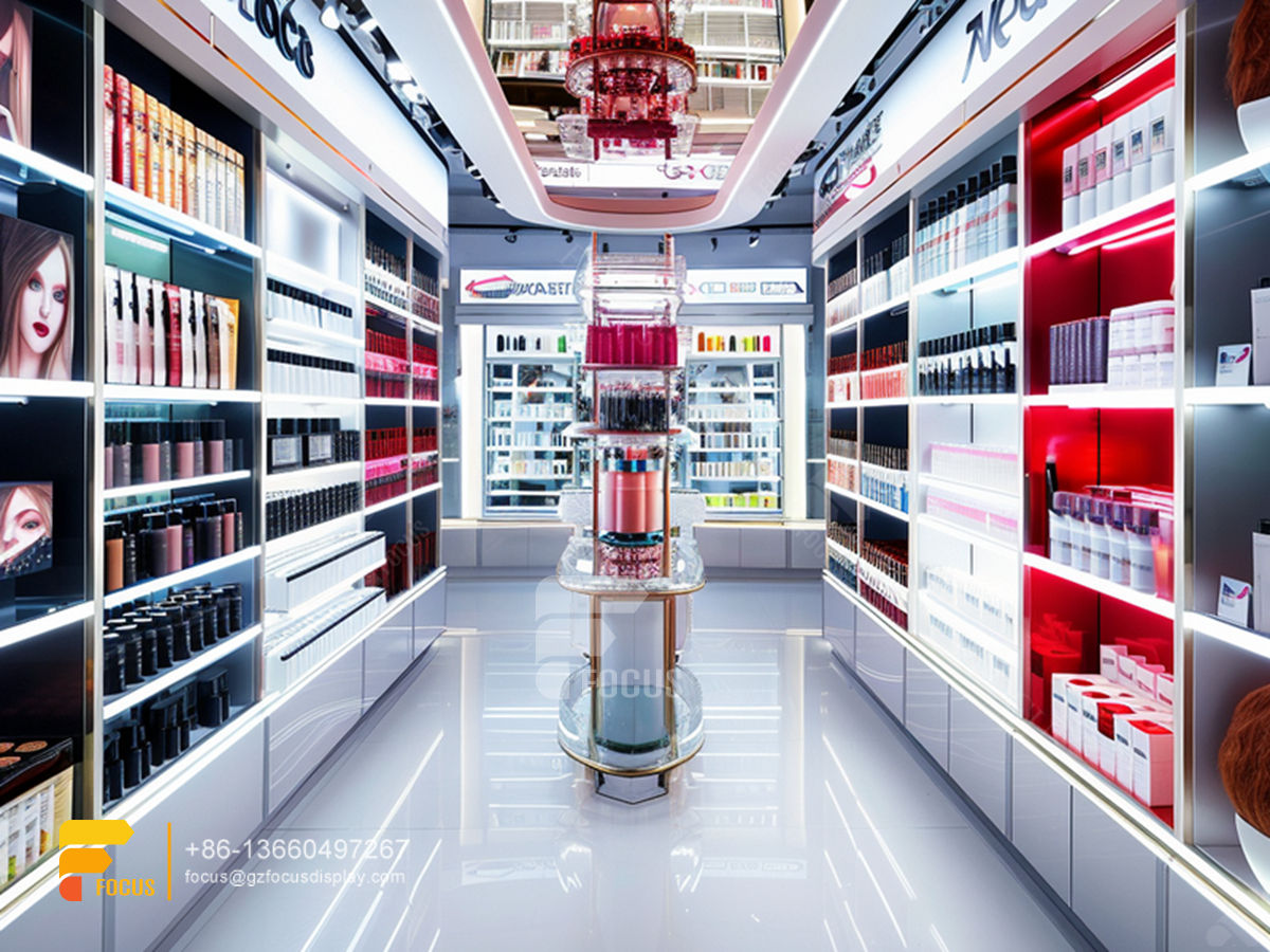 perfume shop interior design display stand cosmetics wig stand