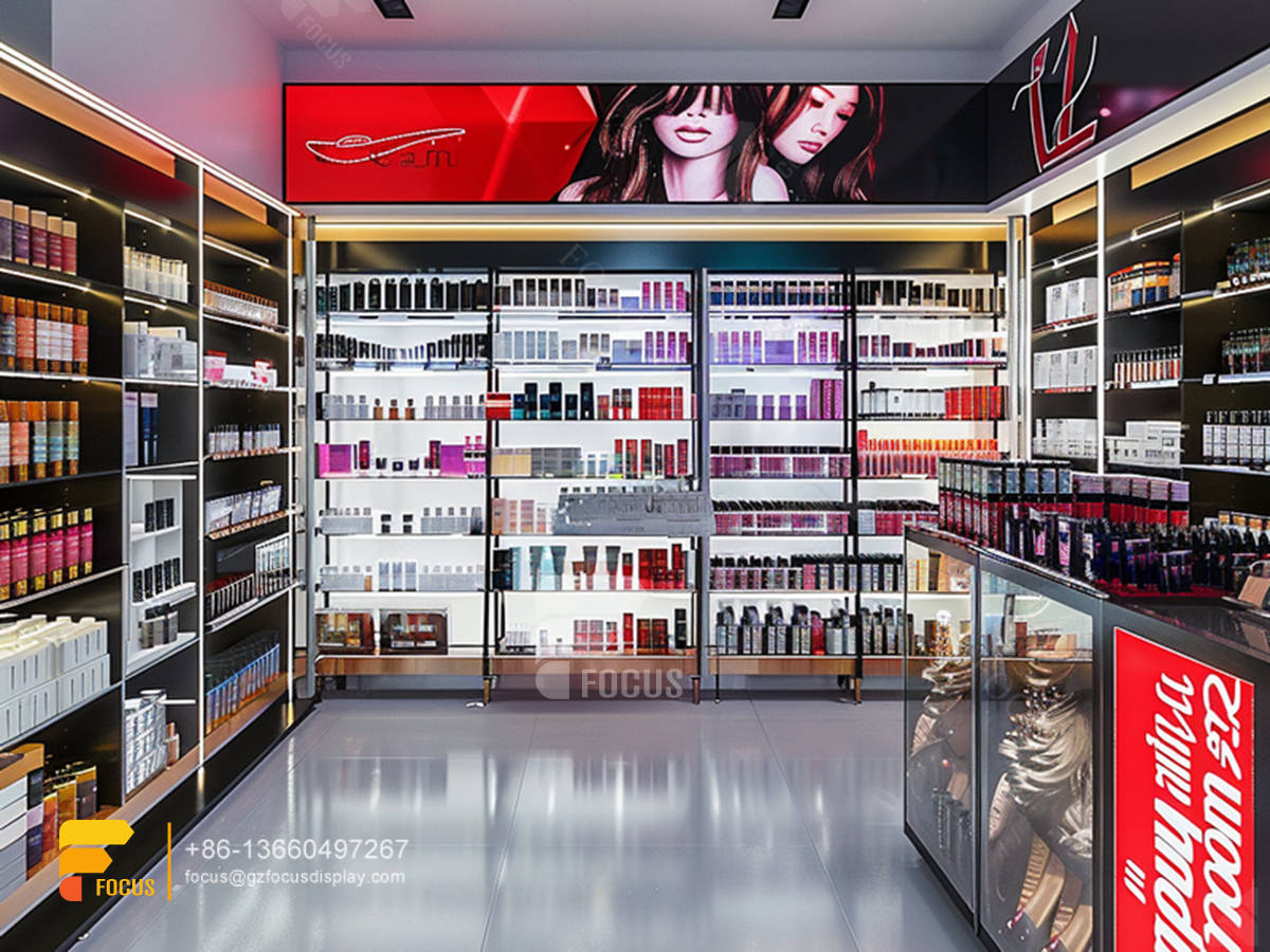 perfume showcase display cosmetic shop counter wig stand