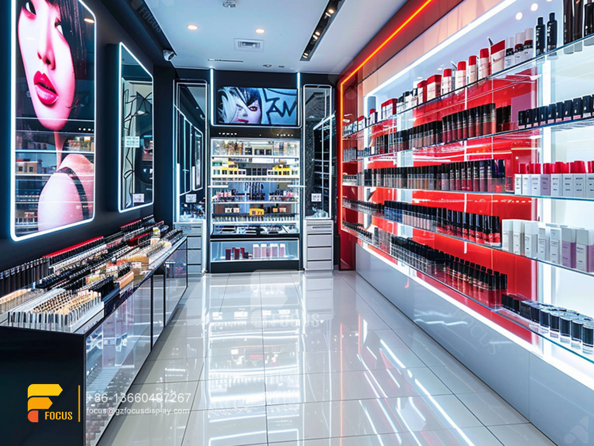 perfume showcase display cosmetic shop counter wig stand