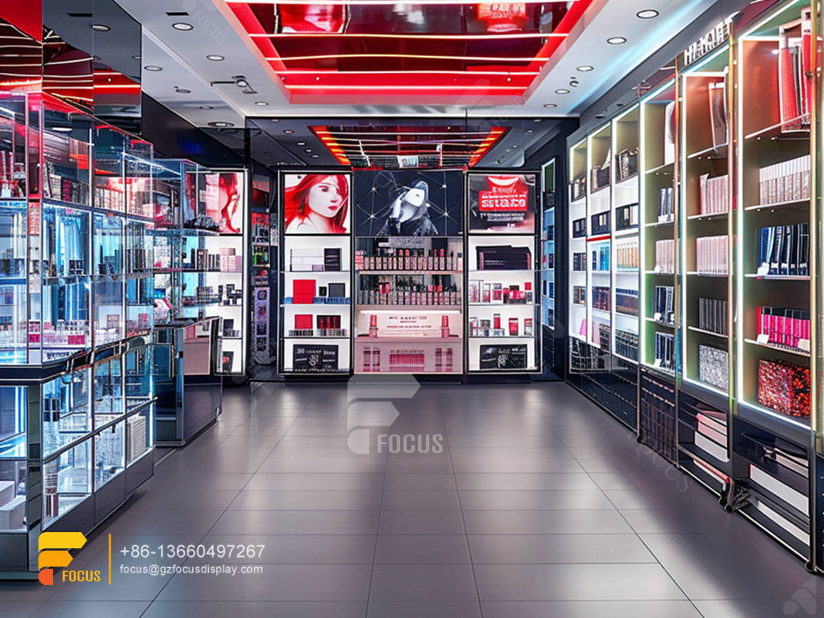 perfume showcase display cosmetic shop counter wig stand