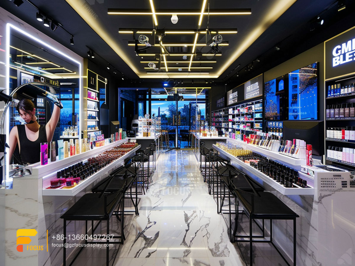 perfume stands cosmetic shop interior design wigs retail stores
