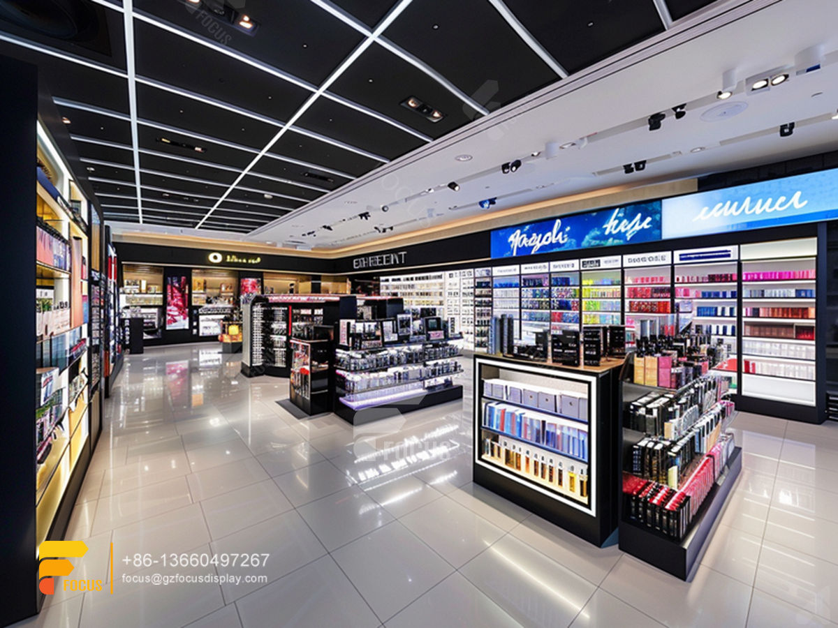 perfume wall shelf cosmetics display shelves wig store design