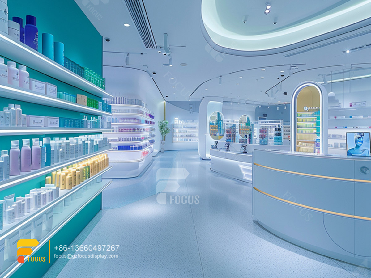 perfumes rack display stand cosmetics hair shop interior design