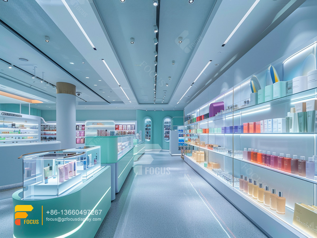 perfumes rack display stand cosmetics hair shop interior design
