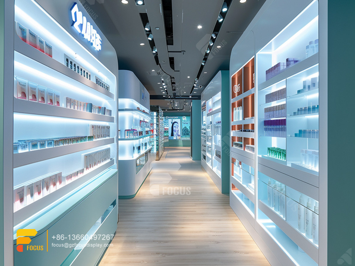 perfumes rack display stand cosmetics hair shop interior design