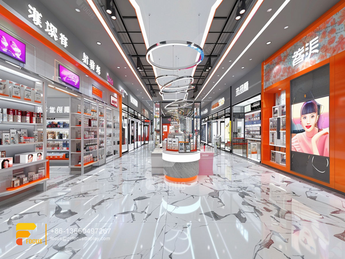 perfumes stand cosmetic retail stores wig display shelves