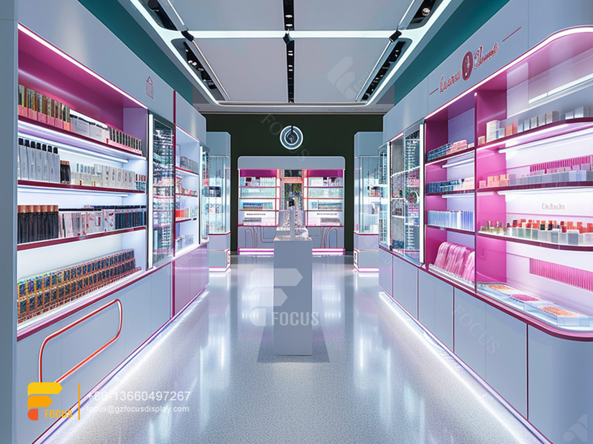 skin care display stands cosmetic retail shop design wig rack