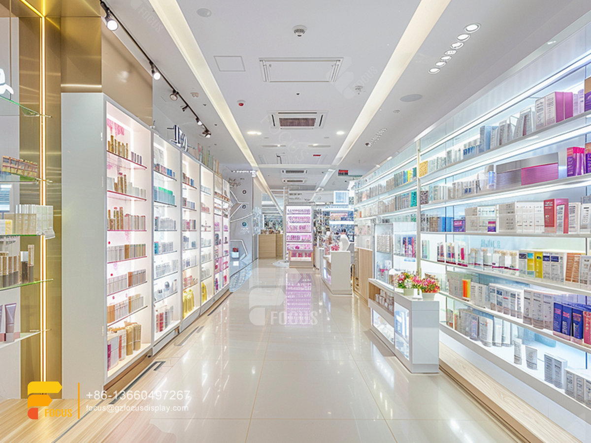 wall mounted perfume cabinet cosmetic retail displays wig shelf