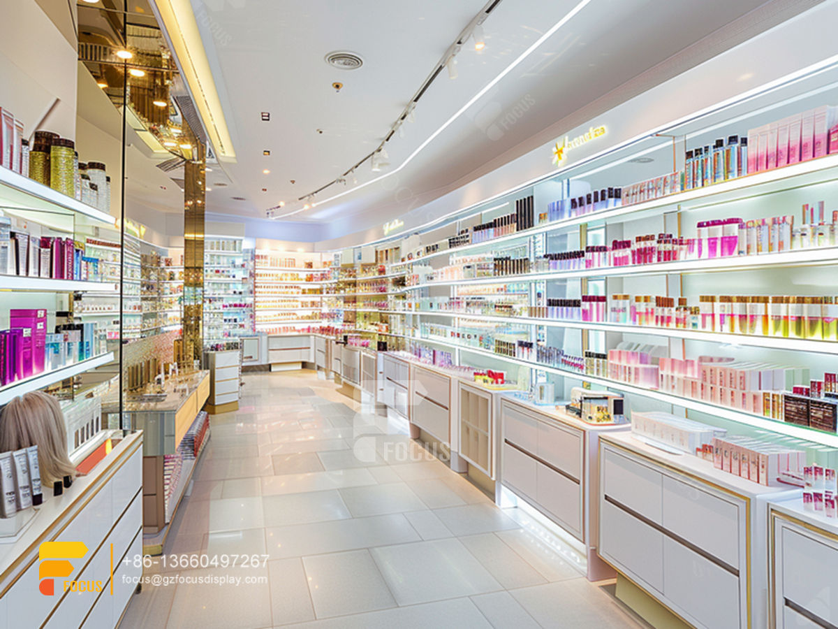 wall mounted perfume cabinet cosmetic retail displays wig shelf