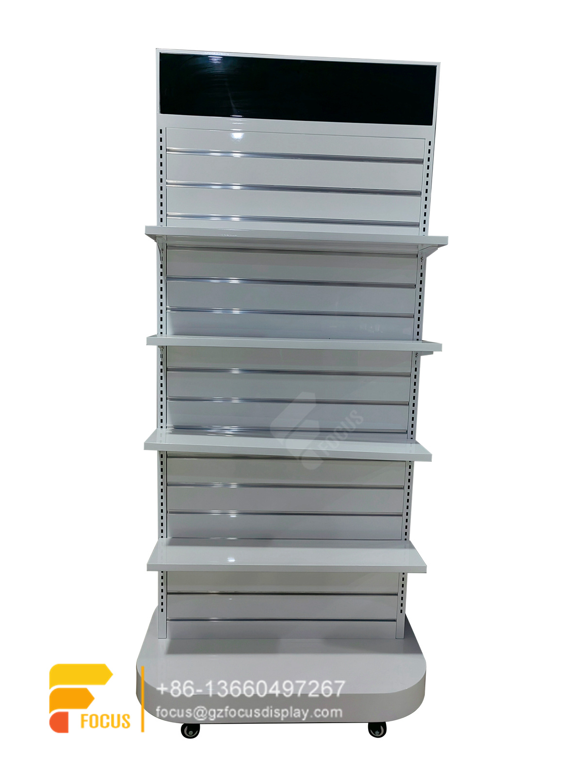 custom wig shelf hair care store design shelving slatwall