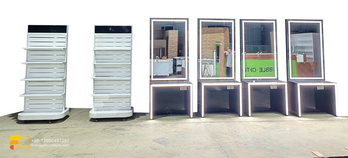 custom wig shelf hair care store design shelving slatwall