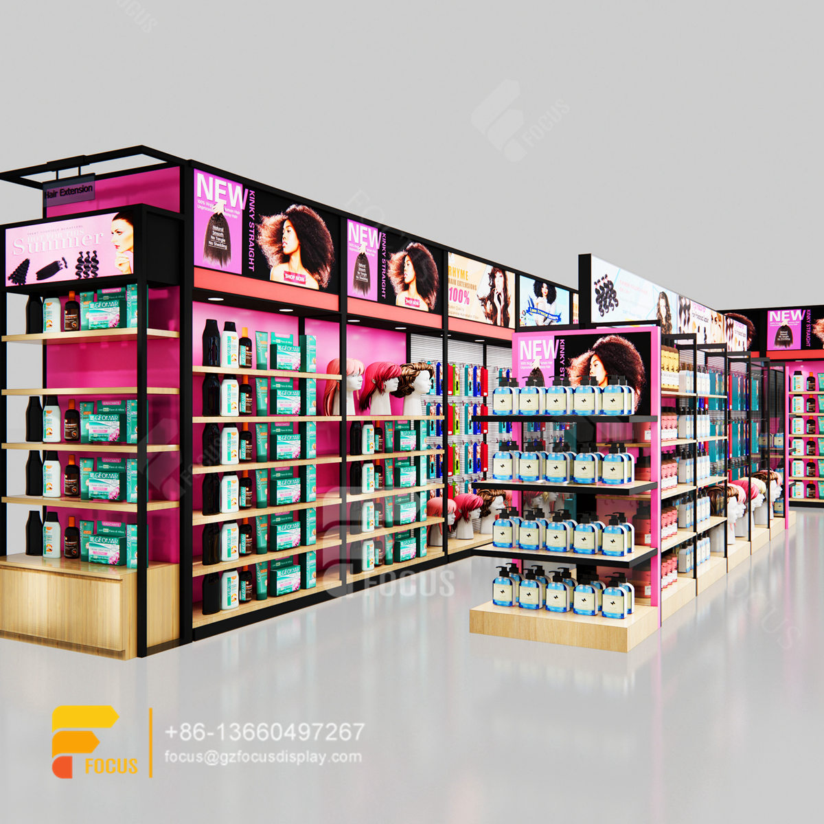 beauty bar shop design metal wig display hair hair showcase