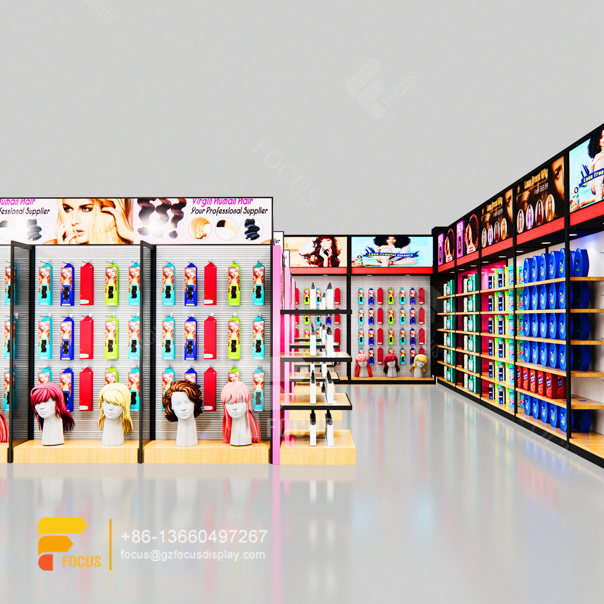 beauty bar shop design metal wig display hair hair showcase