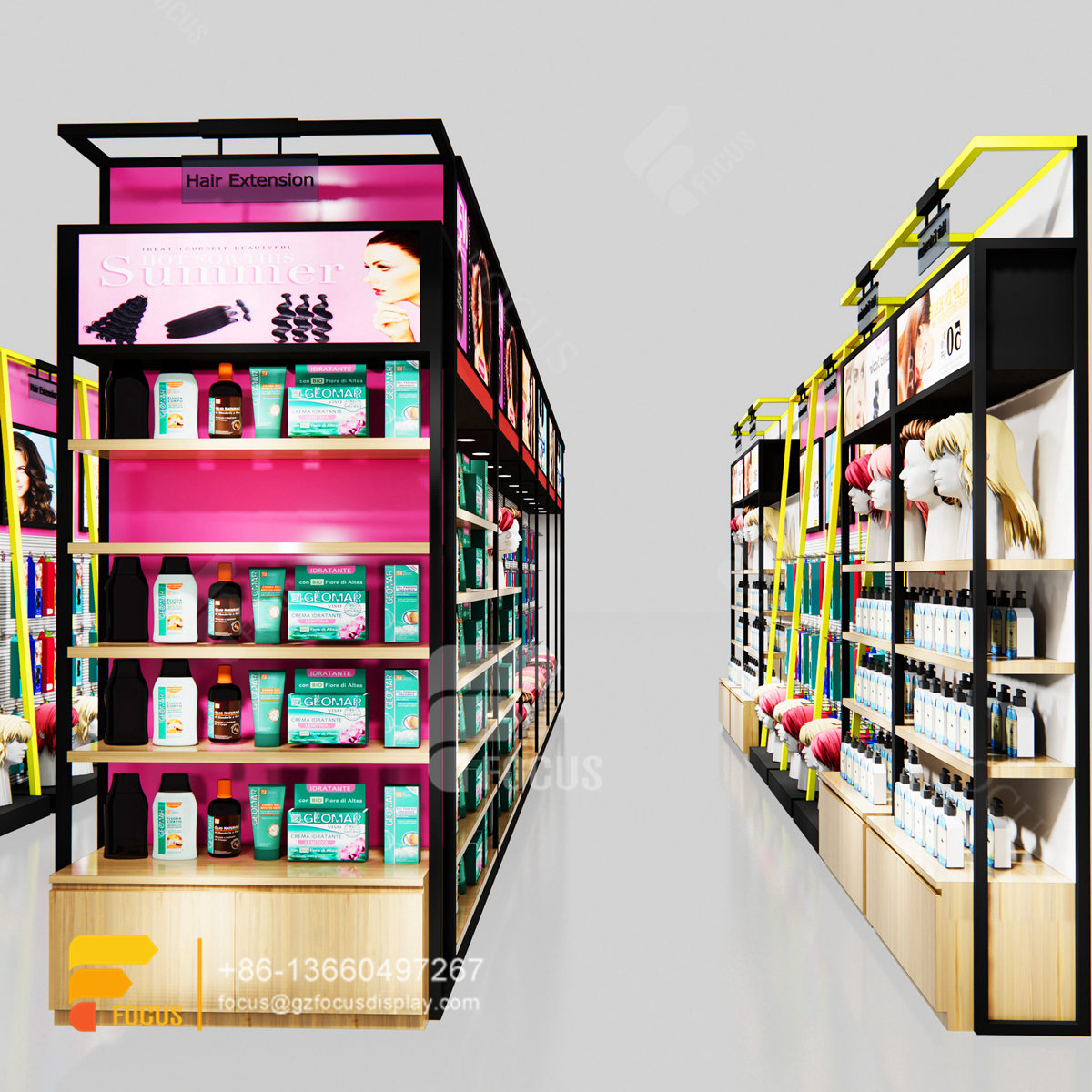 beauty cosmetics shop fitting shop wigs salon cabinet station