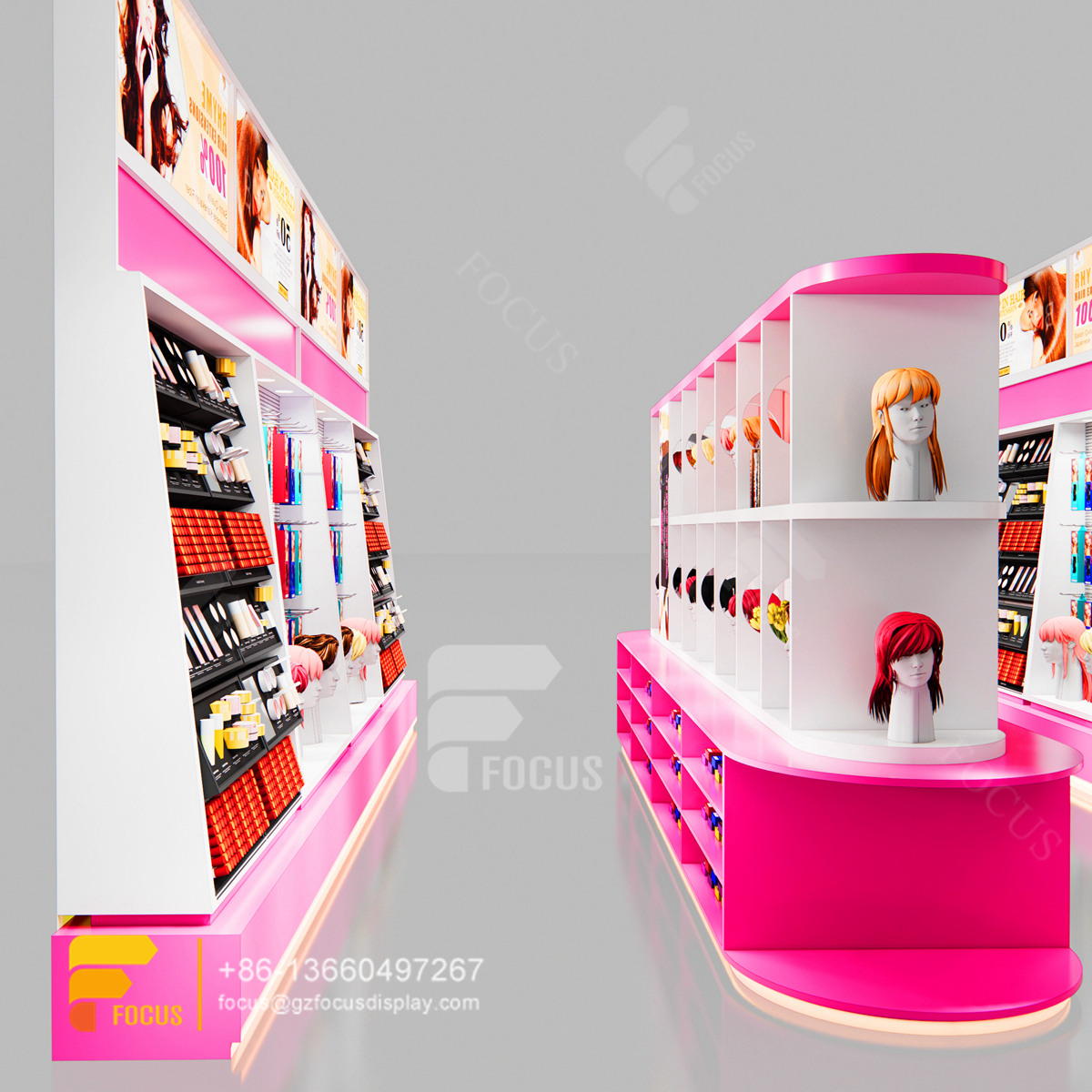 beauty product display stand wig wall shelf hair salon shelves