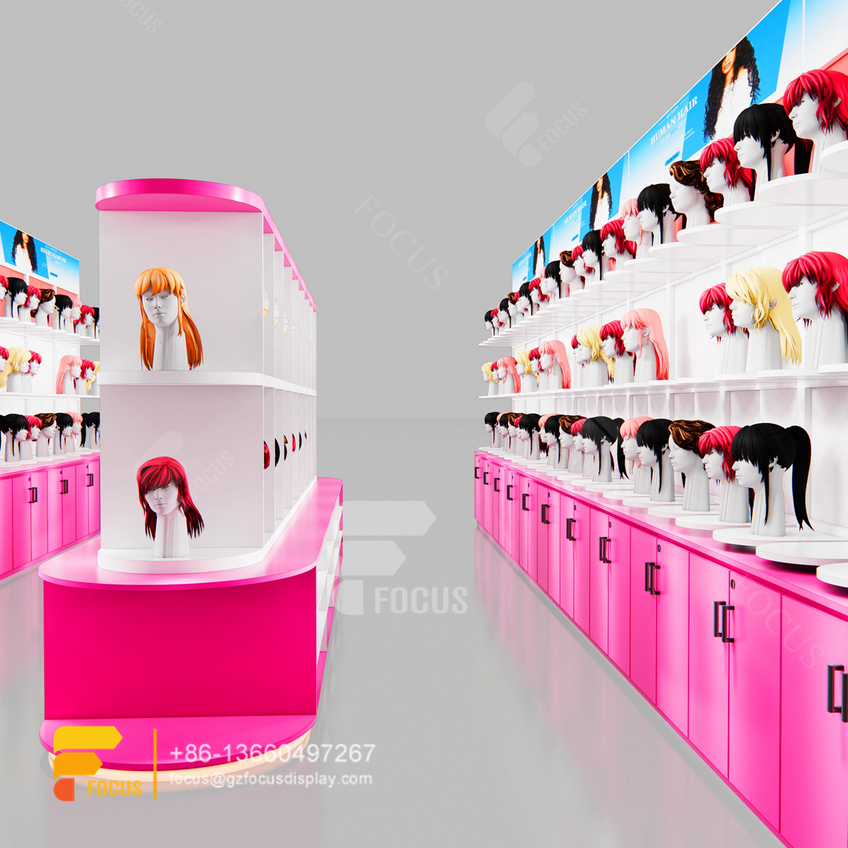 beauty product display stand wig wall shelf hair salon shelves