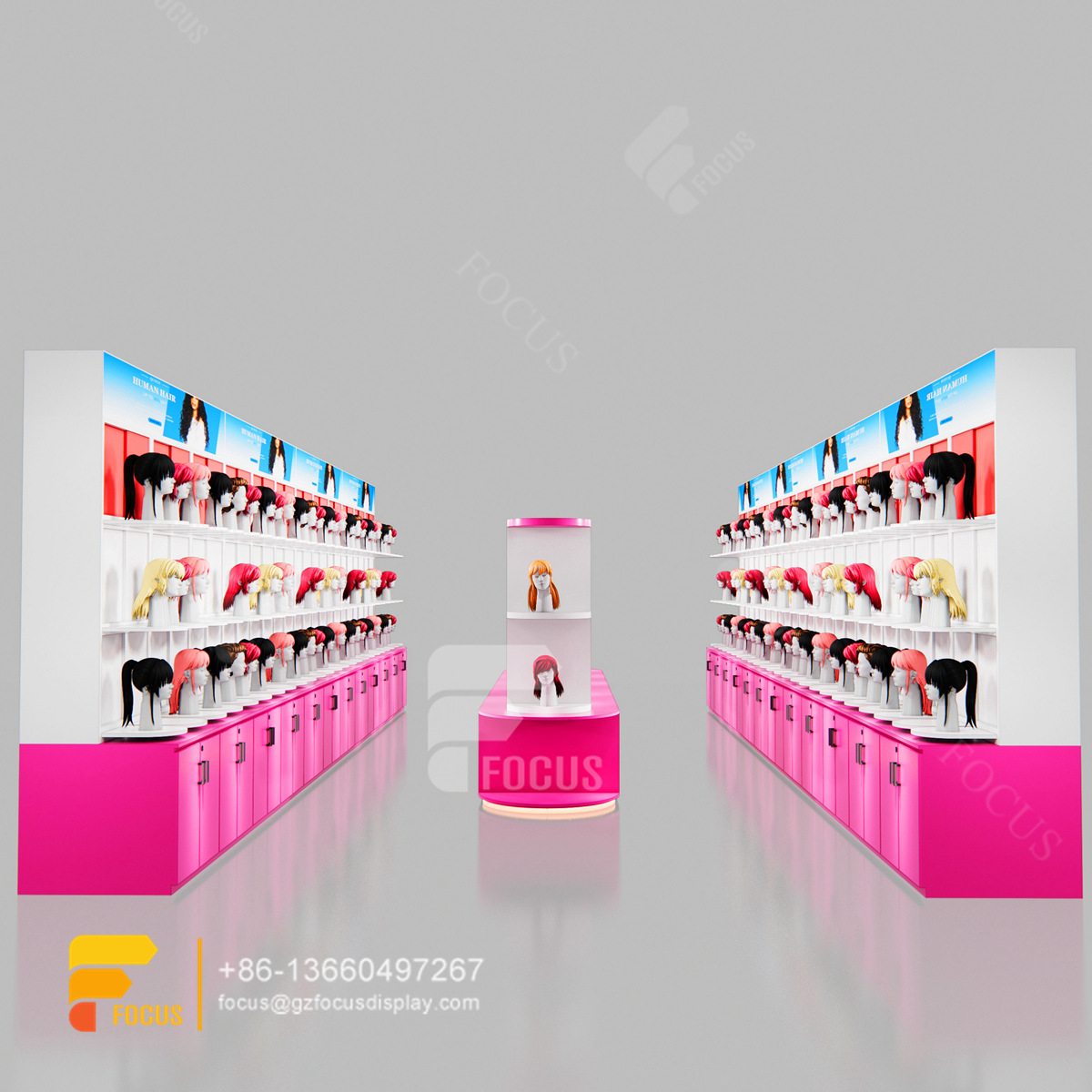 beauty product display stand wig wall shelf hair salon shelves