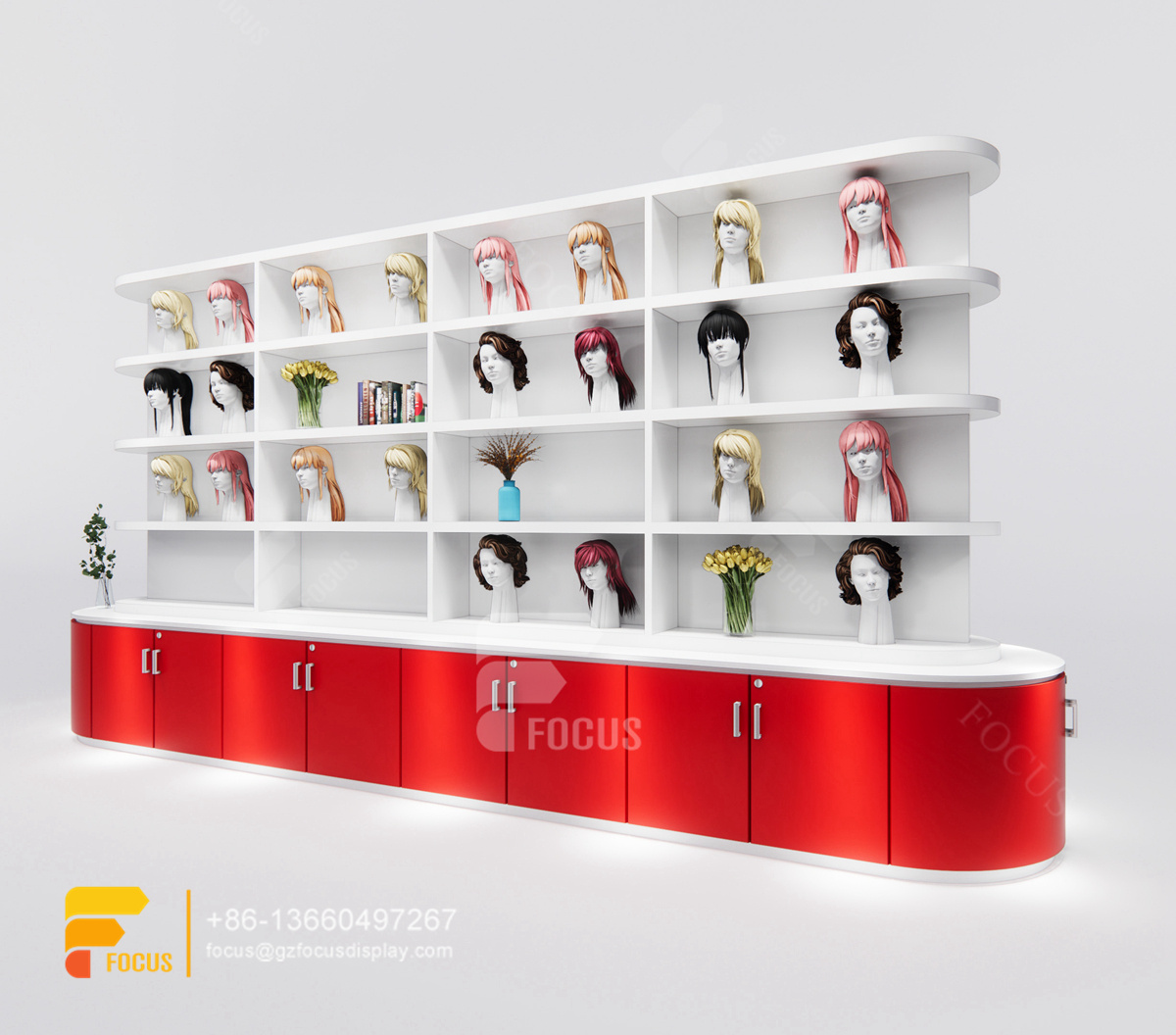 beauty retail counter wig store decor salon cabinet station