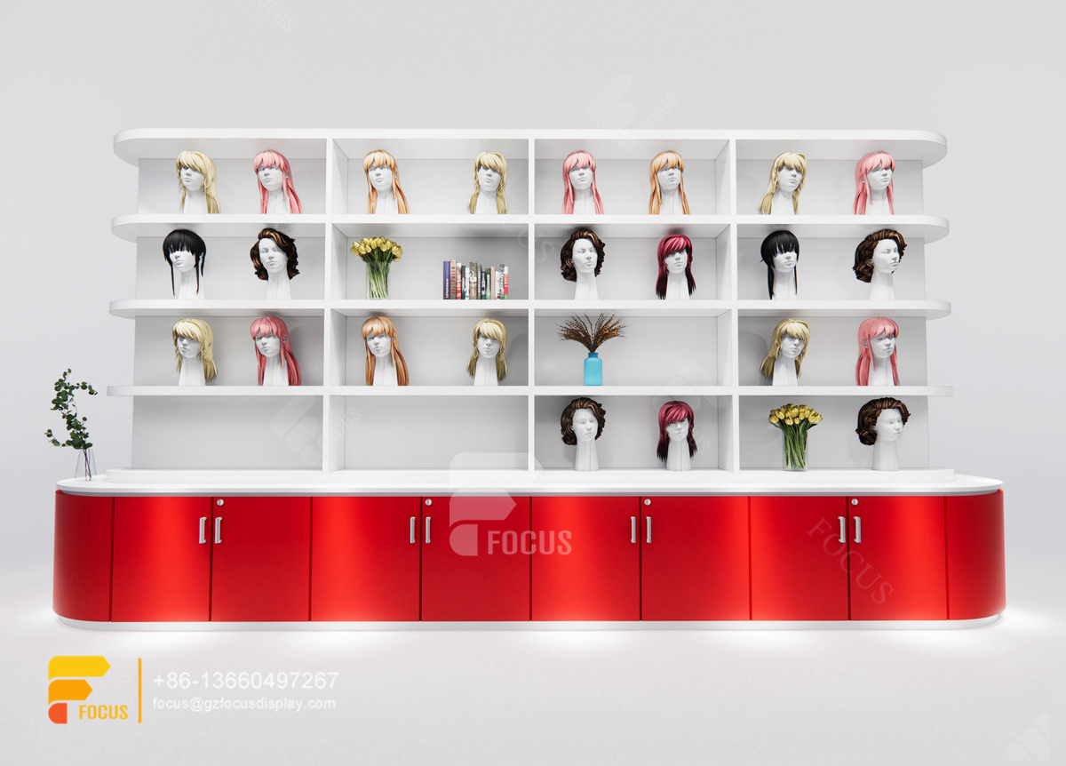beauty retail counter wig store decor salon cabinet station