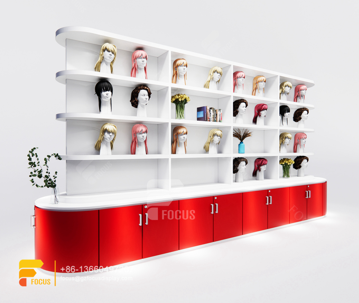 beauty retail counter wig store decor salon cabinet station