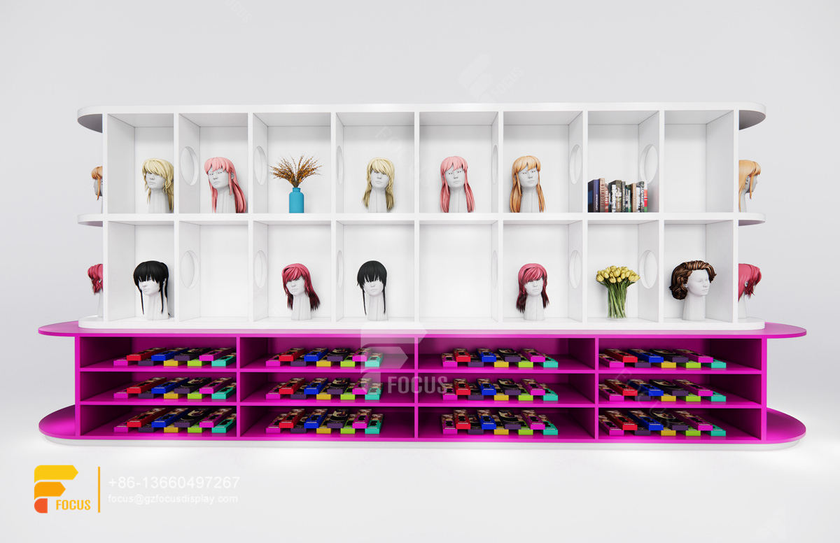 beauty retail counter wig store decor salon cabinet station