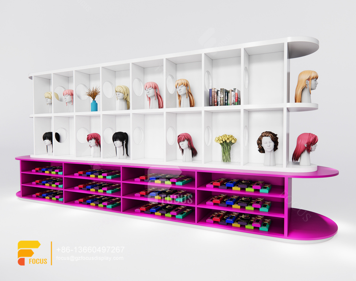 beauty retail counter wig store decor salon cabinet station