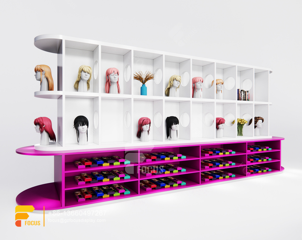 beauty retail counter wig store decor salon cabinet station