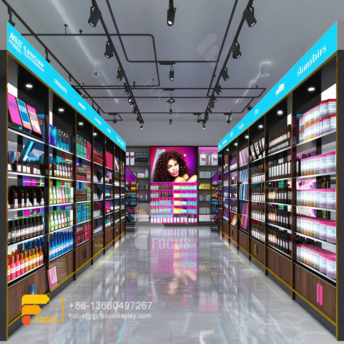 beauty shop design hair care store design wig display shelf