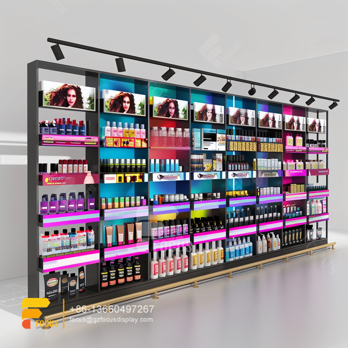 beauty shop design hair care store design wig display shelf